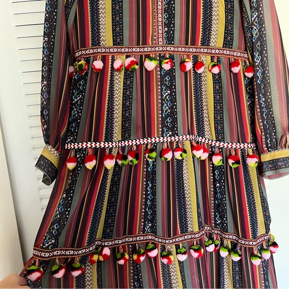 Colorful Layered Pom Pom Dress - Picture 3 of 9